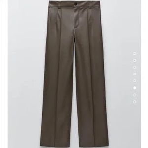 ZARA VEGAN LEATHER PANTS OLIVE GREEN XXL EXCELLENT CONDITION